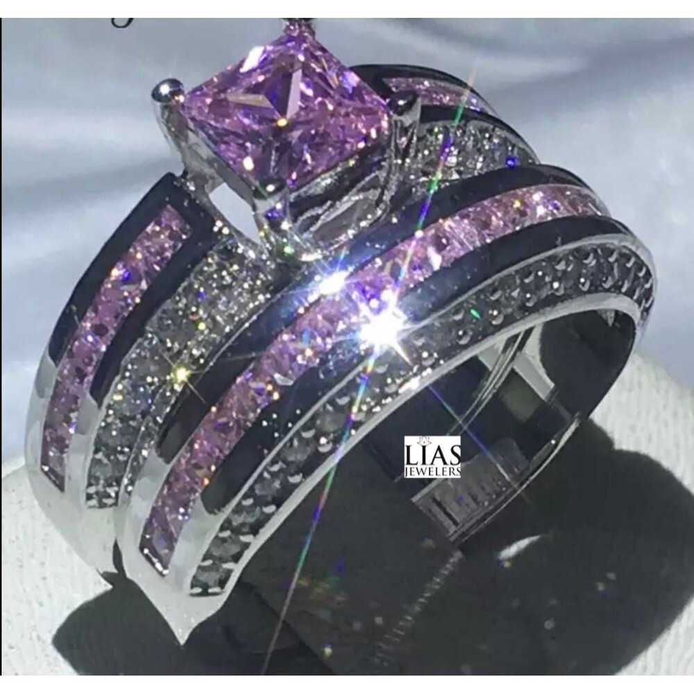 New 18k white gold wedding ring set - Picture 2 of 4